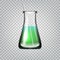 Realistic Chemical Laboratory Glassware Or Beaker Transparent Glass Flask With Green Liquid