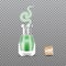 Realistic Chemistry glass bottles of potion. Love potion.