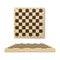 Realistic chess board set isometric vector illustration. Empty wooden chessboard 3d isolated