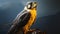 Realistic Chiaroscuro Painting: Peregrine Falcon Perched On Mountain Branch