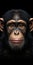 Realistic Chimp Face On Black Background: Perfect Mobile Lock Screen Wallpaper