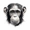 Realistic Chimpanzee Illustration With Detailed Black And White Style