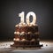 Realistic Chocolate Cake With Number 10: A Joyful Celebration Of Nature