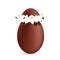 Realistic chocolate eggs. Broken, exploded eggshell. Good for Easter design. Vector stock illustration.