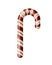 realistic christmas appetizing candy cane in red and white stripes isolated on white background. holiday christmas card. winter