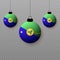 Realistic Christmas Islands Flag with flying light balloons