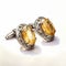 Realistic Citrine Cufflinks: Detailed Engraved Ornaments For Stylish Men