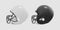Realistic classic american football helmet set - black and white color. on transparent background. Side view