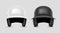 Realistic classic baseball helmet set - black and white color. Isolated on transparent background. Front view. Design