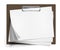 Realistic clipboard with a few blank white sheets of paper