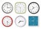 Realistic clocks. Modern wall clocks business chronometer dial arrows light and dark templates