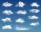 Realistic clouds in blue sky or heaven background