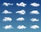Realistic clouds in blue sky or heaven background