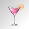 Realistic cocktail cosmopolitan glass vector illustration