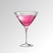 Realistic cocktail cosmopolitan glass vector illustration