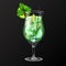 Realistic cocktail mojito glass vector illustration