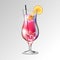 Realistic cocktail tequila sunrise glass vector illustration