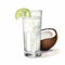 Realistic Coconut Water And Lime Illustration In Alvar Cawn Style