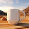 Realistic Coffee Mug With Rocks On Table In Unreal Engine Style