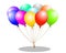 Realistic Collection of Colorful Balloons Flying with rope tied  for Party and Celebration decorations like birthdays
