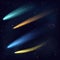 Realistic color vector meteor asteroid comet in the night sky in space. Space Cosmos galaxy background.