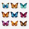 Realistic Colored Butterflies On White Background