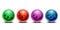 Realistic colorful 3D purple, blue, red , green bowling balls set.