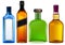 Realistic colorful alcohol bottles