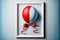 Realistic Colorful Balloon With Red Ribbon Inside Vertical Rectangle
