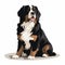 Realistic And Colorful Bernese Mountain Dog Illustration On White Background