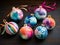 Realistic colorful Christmas balls ornaments, baubles bombs bulbs for decoration on Christmas party