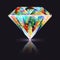 Realistic Colorful Iridescent Gemstone Crystal