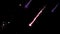 Realistic colorful meteor shower on black background.