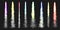 Realistic colorful space rocket trails. Festive fireworks launch. Fire burst, explosion. Missile or bullet trail. Jet