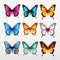 Realistic Coloured Butterfly Set Vector With Vibrant Colors