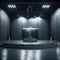 Realistic Concrete Studio Stage Podium Shoroom Stairs Big Hallway Industrial Hangar Metal Spot Led Lights Polished Cement