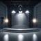 Realistic Concrete Studio Stage Podium Shoroom Stairs Big Hallway Industrial Hangar Metal Spot Led Lights Polished Cement
