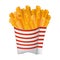 Realistic cooked fresh french fries white background - Vector