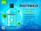 Realistic cool mint mouse rinse, mouthwash bottle