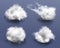 Realistic cotton wool, clouds or wadding balls set