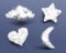 Realistic cotton wool, clouds or wadding balls set