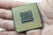 Realistic cpu back view processor chip