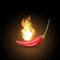 Realistic creative vector red hot flaming chilli pepper