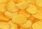 Realistic crispy ripple potato chips background