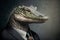 Realistic crocodile dressed in a business suit. Generative ai