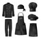 Realistic Culinary Clothing Black Icon Set