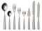 Realistic cutlery. Stainless steel tableware, knife, spoon and forks. Restaurant or home kitchen 3d silverware vector