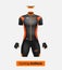 Realistic cycling uniform template. Black and orange. Branding mockup.