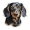 Realistic Dachshund Portrait Illustration: Detailed Charcoal Drawing On White Background