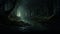 Realistic Dark Forest Wallpaper Art With Bioluminescence